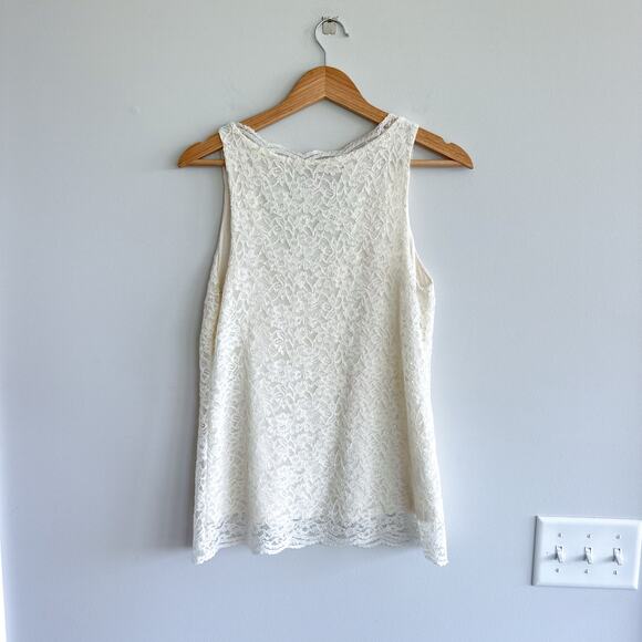 Loft Floral Lace V-Neck Lined Pullover Sleeveless Top White S - Picture 3 of 9